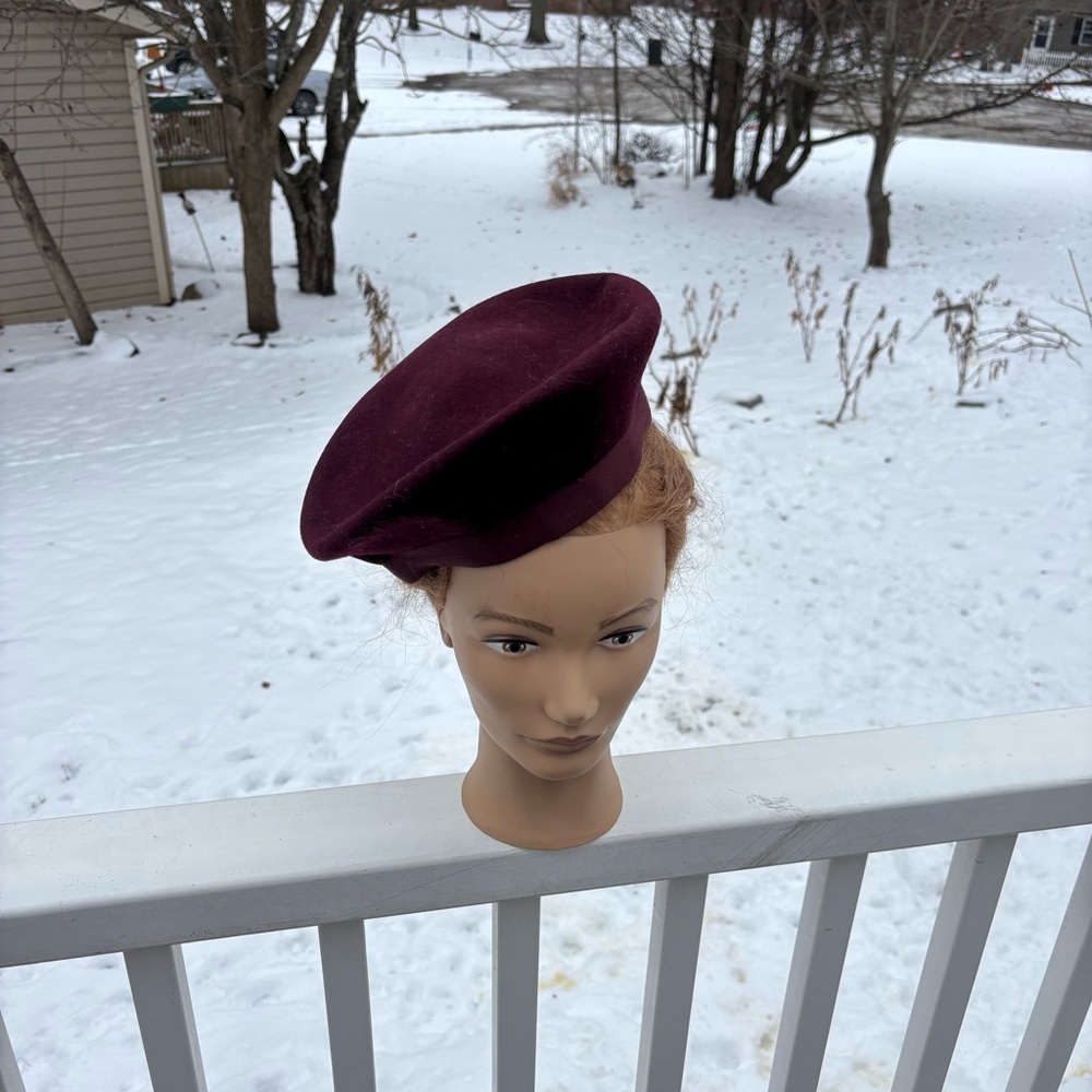 Peruvian Connection Burgundy Wool Structured Bere… - image 2